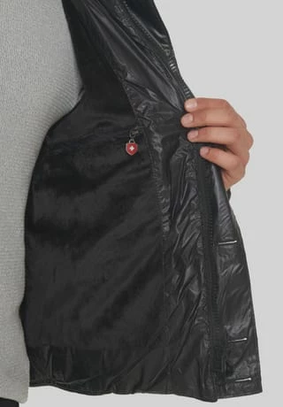 WELLENSTEYN Steppjacke "Stargate", Abnehmbare Kapuze, , Wärmend, Stehkragen, Für Herren BLACK/ BROWN. 5 WELLENSTEYN Steppjacke "Stargate", Abnehmbare Kapuze, , Wärmend, Stehkragen, Für Herren BLACK/ BROWN. – Bild 3