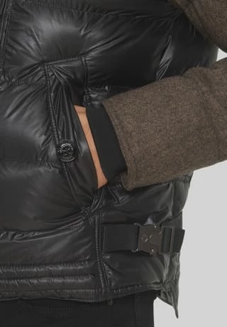 WELLENSTEYN Steppjacke "Stargate", Abnehmbare Kapuze, , Wärmend, Stehkragen, Für Herren BLACK/ BROWN. 6 WELLENSTEYN Steppjacke "Stargate", Abnehmbare Kapuze, , Wärmend, Stehkragen, Für Herren BLACK/ BROWN. – Bild 4