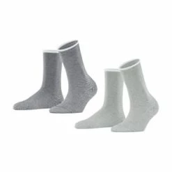 ESPRIT Kurzsocken, 2er-Pack, Rollbündchen, Streifenmuster, Für Damen 0010 GREY STRIPES