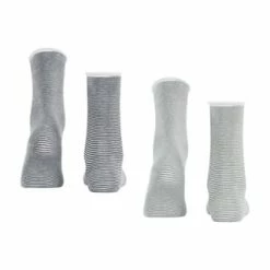 ESPRIT Kurzsocken, 2er-Pack, Rollbündchen, Streifenmuster, Für Damen 0010 GREY STRIPES -Galeria Geschäft unnamed file 144
