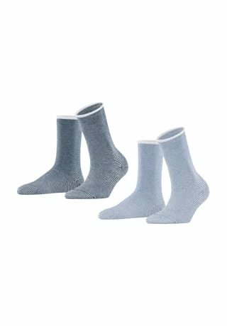 ESPRIT Kurzsocken, 2er-Pack, Rollbündchen, Streifenmuster, Für Damen 0020 BLUE STRIPES 3 ESPRIT Kurzsocken, 2er-Pack, Rollbündchen, Streifenmuster, Für Damen 0020 BLUE STRIPES