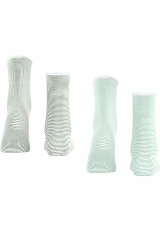 ESPRIT Kurzsocken, 2er-Pack, Rollbündchen, Streifenmuster, Für Damen 0040 GREEN/ STRIPES 4 ESPRIT Kurzsocken, 2er-Pack, Rollbündchen, Streifenmuster, Für Damen 0040 GREEN/ STRIPES – Bild 2