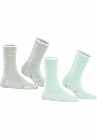 ESPRIT Kurzsocken, 2er-Pack, Rollbündchen, Streifenmuster, Für Damen 0040 GREEN/ STRIPES 5 ESPRIT Kurzsocken, 2er-Pack, Rollbündchen, Streifenmuster, Für Damen 0040 GREEN/ STRIPES – Bild 3