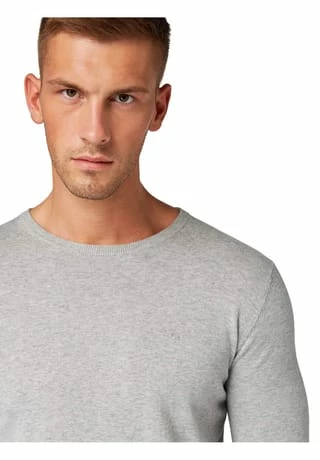 TOM TAILOR Strickpullover, Basic, Rippbündchen, Für Herren Grau 9 TOM TAILOR Strickpullover, Basic, Rippbündchen, Für Herren Grau – Bild 7