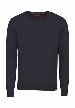 TOM TAILOR Pullover, V-Ausschnitt, Baumwolle, Für Herren 13160 KNITTED NAV 3 TOM TAILOR Pullover, V-Ausschnitt, Baumwolle, Für Herren 13160 KNITTED NAV