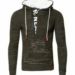 RUSTY NEAL Kapuzenpullover Mit Stylischem Ausschnitt Khaki/ Ecru