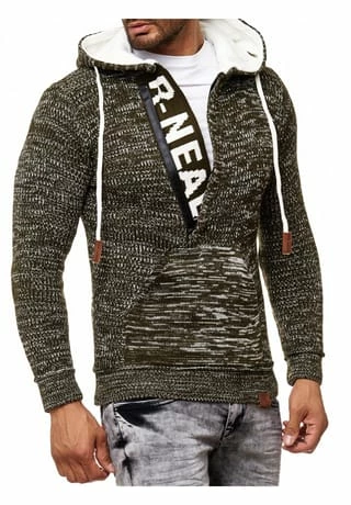 RUSTY NEAL Kapuzenpullover Mit Stylischem Ausschnitt Khaki/ Ecru 9 RUSTY NEAL Kapuzenpullover Mit Stylischem Ausschnitt Khaki/ Ecru – Bild 7