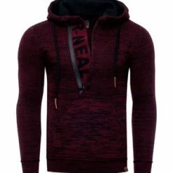 RUSTY NEAL Kapuzenpullover Mit Stylischem Ausschnitt Weinrot/ Schwarz