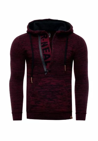 RUSTY NEAL Kapuzenpullover Mit Stylischem Ausschnitt Weinrot/ Schwarz 3 RUSTY NEAL Kapuzenpullover Mit Stylischem Ausschnitt Weinrot/ Schwarz