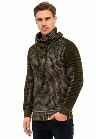 RUSTY NEAL Strickpullover Mit Hochabschließendem Kragen Khaki 4 RUSTY NEAL Strickpullover Mit Hochabschließendem Kragen Khaki – Bild 2