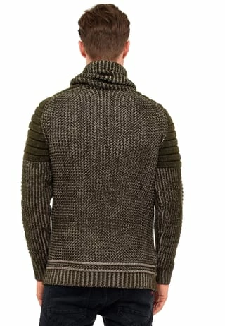 RUSTY NEAL Strickpullover Mit Hochabschließendem Kragen Khaki 5 RUSTY NEAL Strickpullover Mit Hochabschließendem Kragen Khaki – Bild 3