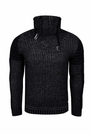 RUSTY NEAL Strickpullover Mit Hochabschließendem Kragen Schwarz 3 RUSTY NEAL Strickpullover Mit Hochabschließendem Kragen Schwarz