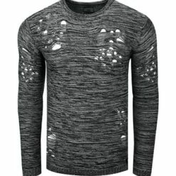 RUSTY NEAL Pullover Im Angesagten Used-Design Grau