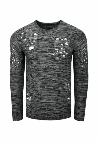 RUSTY NEAL Pullover Im Angesagten Used-Design Grau 3 RUSTY NEAL Pullover Im Angesagten Used-Design Grau