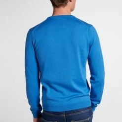 ETERNA Unifarbener Herren-Strickpullover Blau -Galeria Geschäft unnamed file 2054