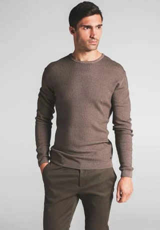 ETERNA Unifarbener Herren-Strickpullover Beige 4 ETERNA Unifarbener Herren-Strickpullover Beige – Bild 2