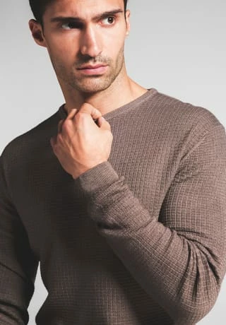 ETERNA Unifarbener Herren-Strickpullover Beige 6 ETERNA Unifarbener Herren-Strickpullover Beige – Bild 4