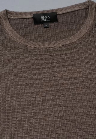 ETERNA Unifarbener Herren-Strickpullover Beige 8 ETERNA Unifarbener Herren-Strickpullover Beige – Bild 6