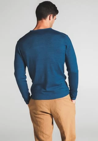 ETERNA Unifarbener Herren-Strickpullover Mit Rundhals Türkis 5 ETERNA Unifarbener Herren-Strickpullover Mit Rundhals Türkis – Bild 3