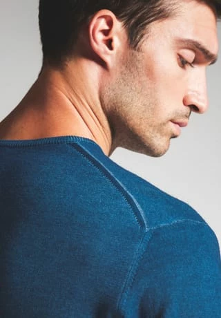 ETERNA Unifarbener Herren-Strickpullover Mit Rundhals Türkis 6 ETERNA Unifarbener Herren-Strickpullover Mit Rundhals Türkis – Bild 4