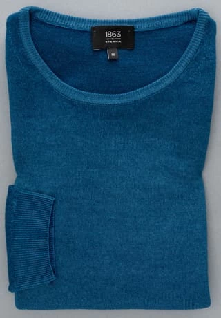 ETERNA Unifarbener Herren-Strickpullover Mit Rundhals Türkis 7 ETERNA Unifarbener Herren-Strickpullover Mit Rundhals Türkis – Bild 5