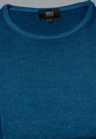 ETERNA Unifarbener Herren-Strickpullover Mit Rundhals Türkis 8 ETERNA Unifarbener Herren-Strickpullover Mit Rundhals Türkis – Bild 6