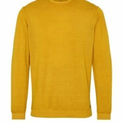 ETERNA Unifarbener Herren-Strickpullover Mit Rundhals Senfgelb