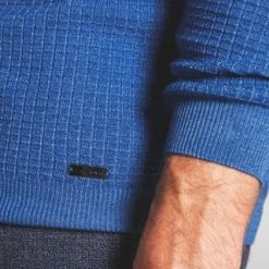 ETERNA Unifarbener Herren-Strickpullover Blau -Galeria Geschäft unnamed file 2091