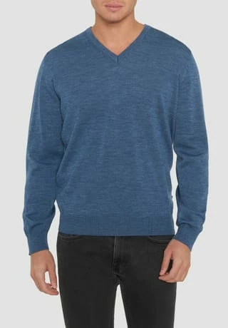 MAERZ MUENCHEN Pullover, Strick, V-Ausschnitt, Ripp-Details, Uni, Für Herren 382 DENIM 4 MAERZ MUENCHEN Pullover, Strick, V-Ausschnitt, Ripp-Details, Uni, Für Herren 382 DENIM – Bild 2