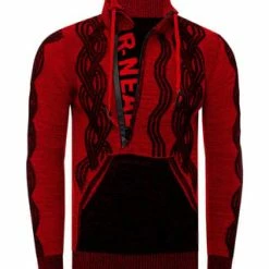 RUSTY NEAL Pullover In Coolem Design Schwarz/ Rot