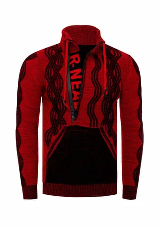 RUSTY NEAL Pullover In Coolem Design Schwarz/ Rot 3 RUSTY NEAL Pullover In Coolem Design Schwarz/ Rot