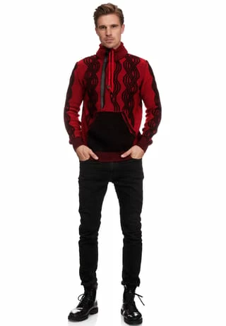 RUSTY NEAL Pullover In Coolem Design Schwarz/ Rot 8 RUSTY NEAL Pullover In Coolem Design Schwarz/ Rot – Bild 6