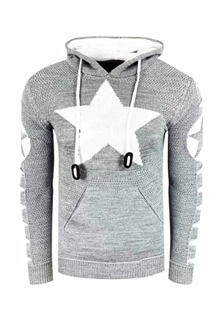 Kapuzenpullover mit großem Stern-Design RUSTY NEAL Kapuzenpullover Mit Großem Stern-Design Grau/ Weiß -Galeria Geschäft unnamed file 2278