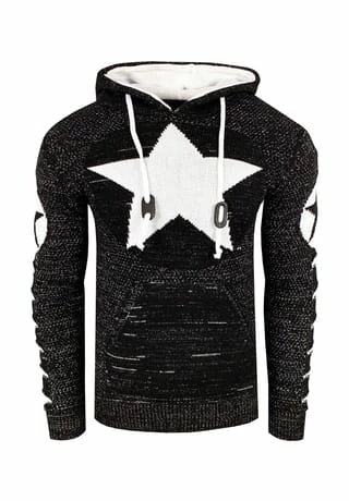 RUSTY NEAL Kapuzenpullover Mit Großem Stern-Design Schwarz/ Weiß 3 RUSTY NEAL Kapuzenpullover Mit Großem Stern-Design Schwarz/ Weiß