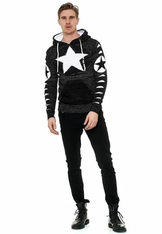 RUSTY NEAL Kapuzenpullover Mit Großem Stern-Design Schwarz/ Weiß 8 RUSTY NEAL Kapuzenpullover Mit Großem Stern-Design Schwarz/ Weiß – Bild 6