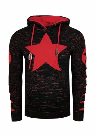 RUSTY NEAL Kapuzenpullover Mit Großem Stern-Design Schwarz/ Rot 3 RUSTY NEAL Kapuzenpullover Mit Großem Stern-Design Schwarz/ Rot