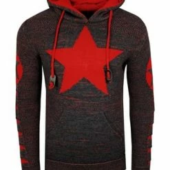 RUSTY NEAL Kapuzenpullover Mit Großem Stern-Design Anthrazit/ Rot