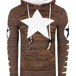 RUSTY NEAL Kapuzenpullover Mit Großem Stern-Design Camel/ Weiß