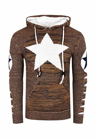 RUSTY NEAL Kapuzenpullover Mit Großem Stern-Design Camel/ Weiß 3 RUSTY NEAL Kapuzenpullover Mit Großem Stern-Design Camel/ Weiß