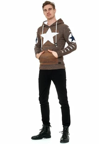 RUSTY NEAL Kapuzenpullover Mit Großem Stern-Design Camel/ Weiß 8 RUSTY NEAL Kapuzenpullover Mit Großem Stern-Design Camel/ Weiß – Bild 6