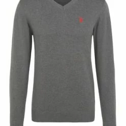 U.S. POLO ASSN. Pullover, V-Ausschnitt, Für Herren Grau