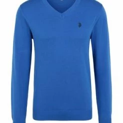 U.S. POLO ASSN. Strickpullover Pullover V-Ausschnitt Royal Blau