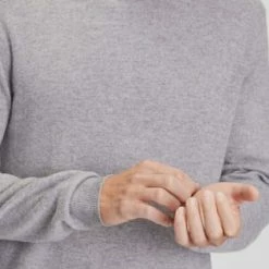 GALERIA Cashmere Pullover, Rundhals-Ausschnitt, Breite Rippabschlüsse, Für Herren 05 HELLGRAU MEL. -Galeria Geschäft unnamed file 2419