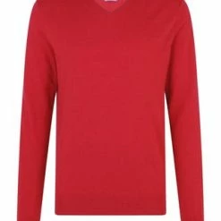 GALERIA Cashmere Pullover, V-Ausschnitt, Breite Rippabschlüsse, Für Herren 08 RED