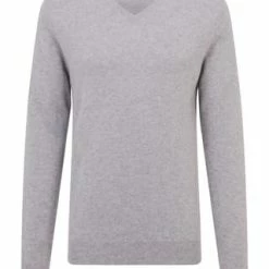 GALERIA Cashmere Pullover, V-Ausschnitt, Breite Rippabschlüsse, Für Herren 05 HELLGRAU MELANGE