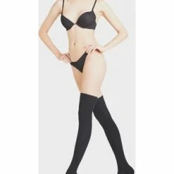 FALKE Striggings Strick-Overknees, Schurwolle-Baumwoll-Mix, Für Damen 3009 BLACK