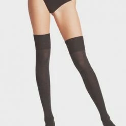 FALKE Striggings Strick-Overknees, Schurwolle-Baumwoll-Mix, Für Damen 3089 ANTHRA.MELANGE -Galeria Geschäft unnamed file 256