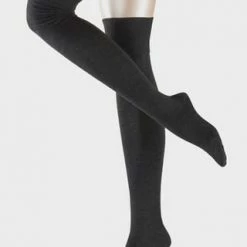 FALKE Striggings Strick-Overknees, Schurwolle-Baumwoll-Mix, Für Damen 3089 ANTHRA.MELANGE -Galeria Geschäft unnamed file 259