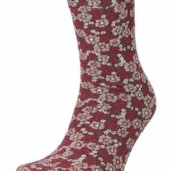 OROBLÙ Socken, Floral, Für Damen I12 BORDEAUX