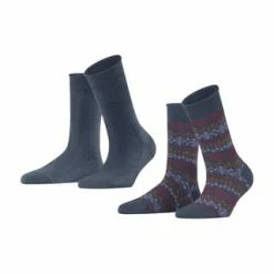 ESPRIT Socken, 2er-Pack, Streifen, Für Damen 6688 DARK BLUE ME